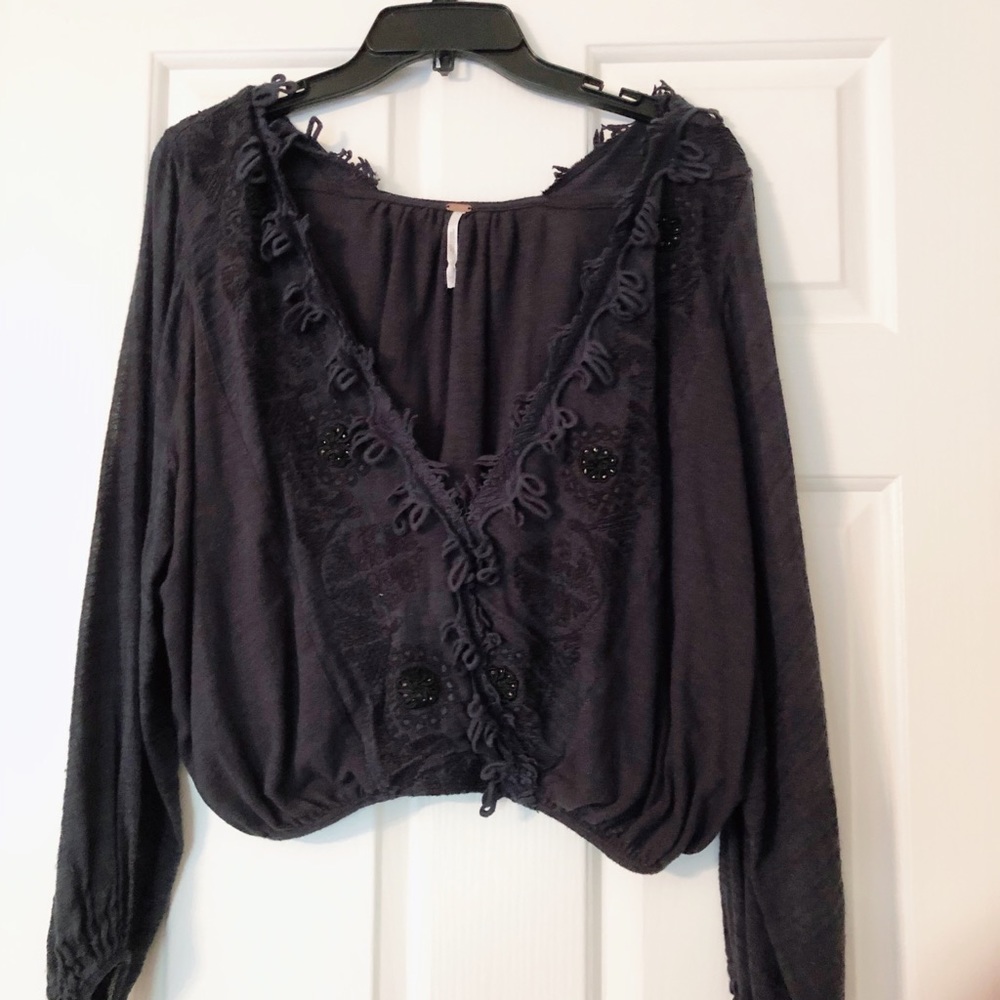 Free People • Navy blue, low-cut pullover top